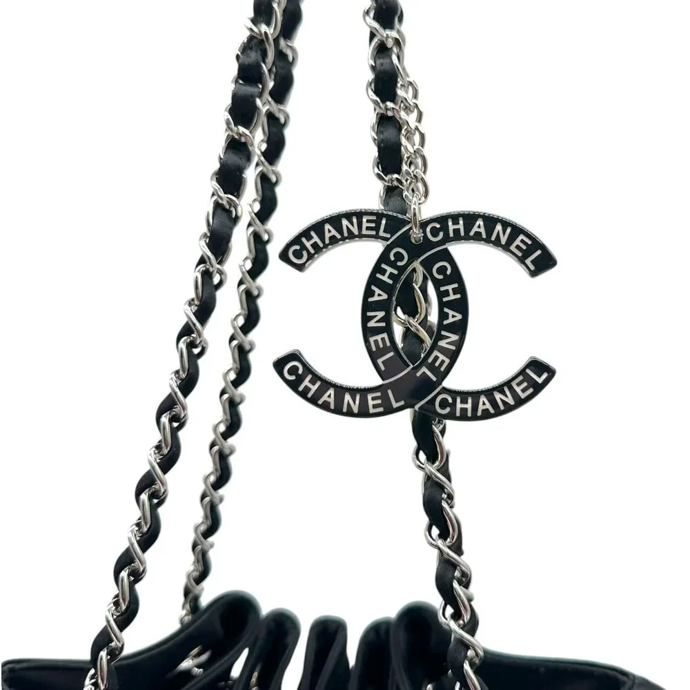 Chanel Black Satin Melrose Cabas Tote Bag 2006-08